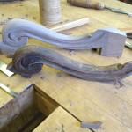 Reproduced Victorian chair arm in walnut