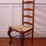 Maple ladder back chair with hand woven rush seat